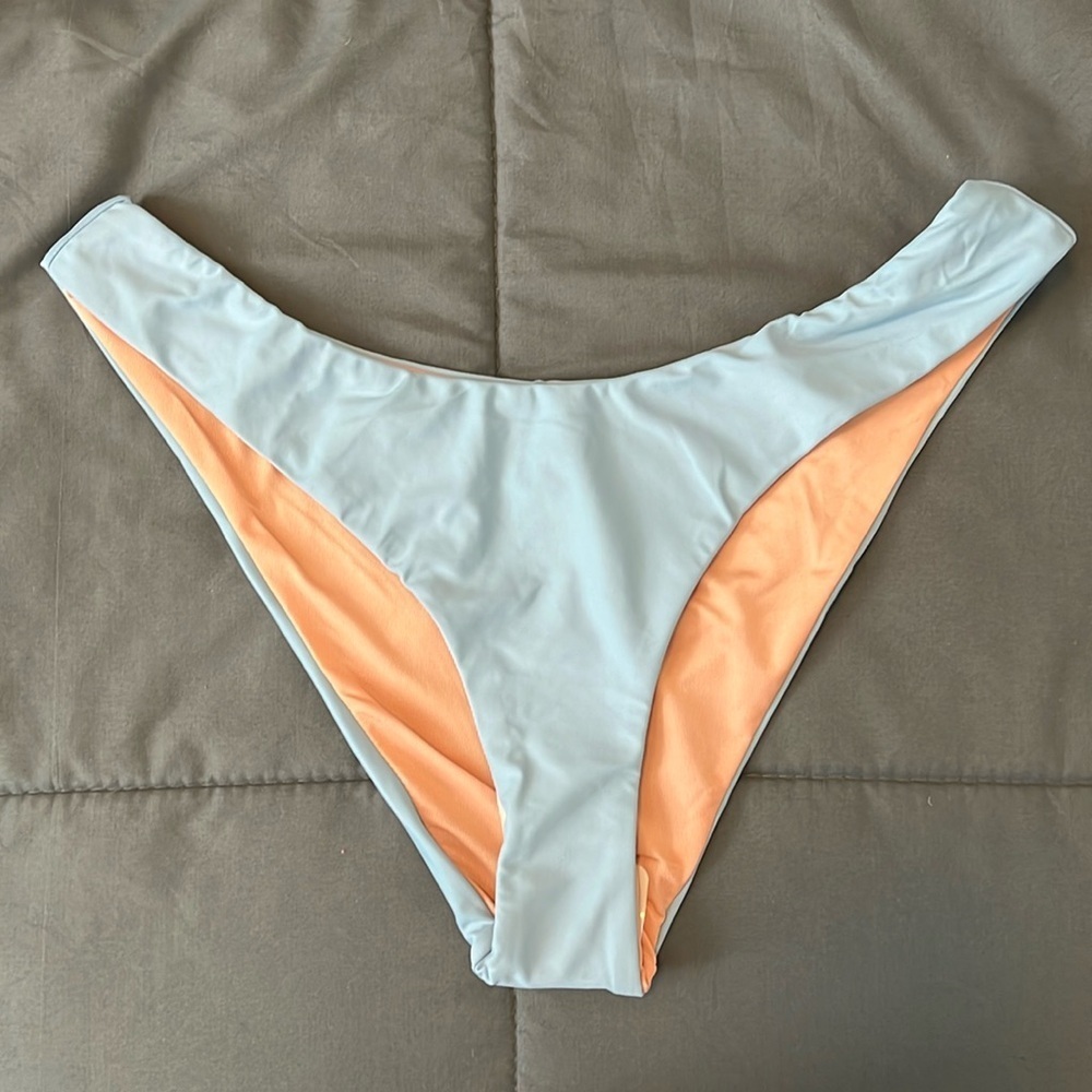 JCrew Curved Waist Cheeky Bikini Bottom Size Medium Blue NWT